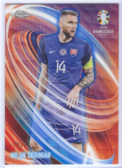 Milan Škriniar 24 Topps Euro Blue Wave Refractor 70/75