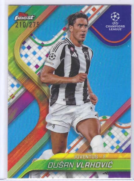 Dušan Vlahović 24-25 Topps Finest Sky Blue Refractor 210/275