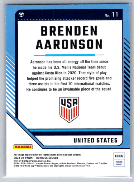 11 Brenden Aaronson United States bak