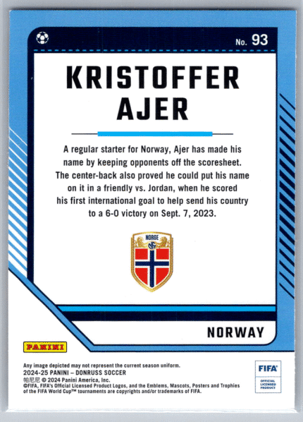 93 Kristoffer Ajer Norway bak