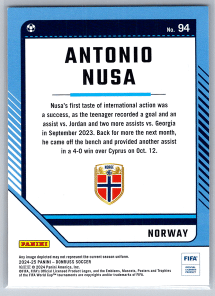 94 Antonio Nusa Norway bak