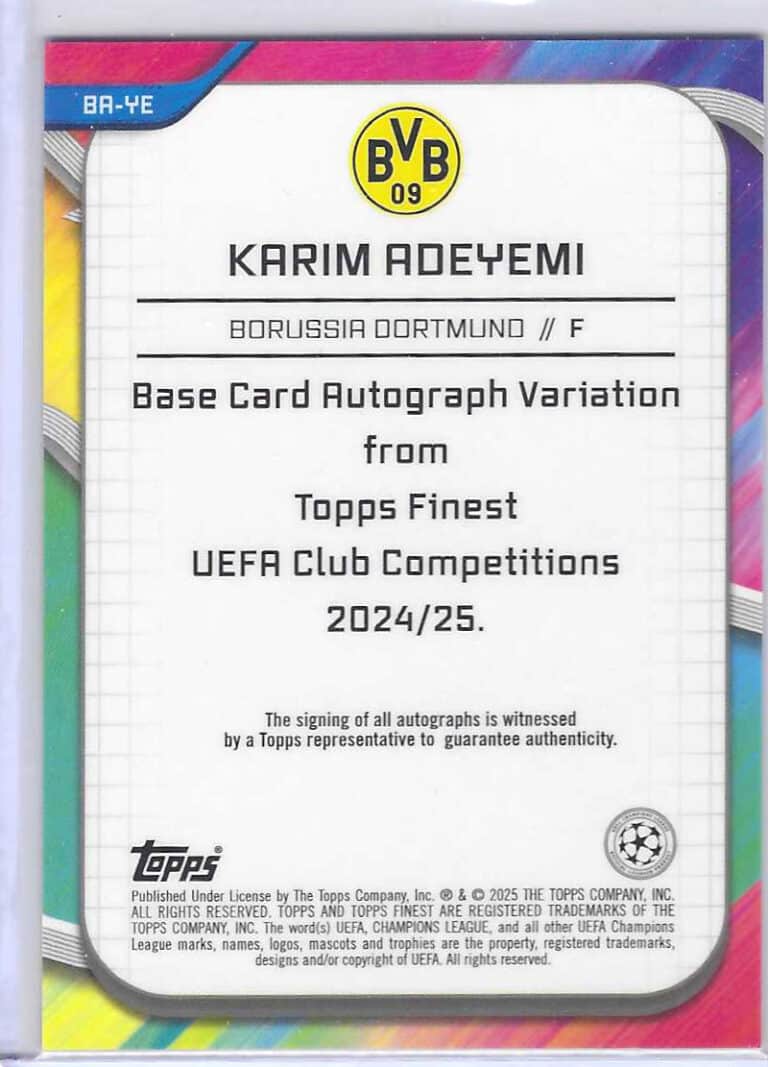 Adeyemi topps finest auto bak