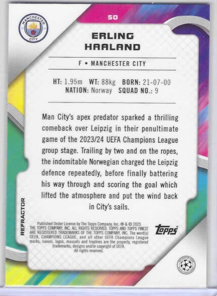Haaland topps finest silver bak
