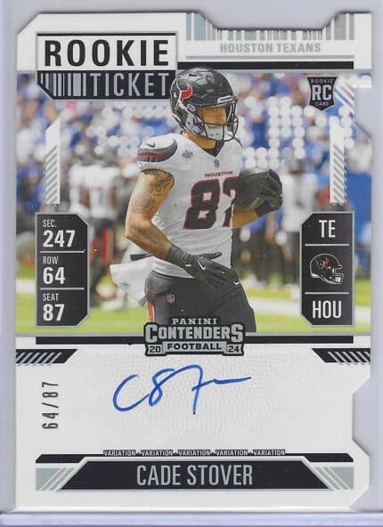 2024 Panini Contenders Cade Stover Rookie Ticket Stub Auto 64/87