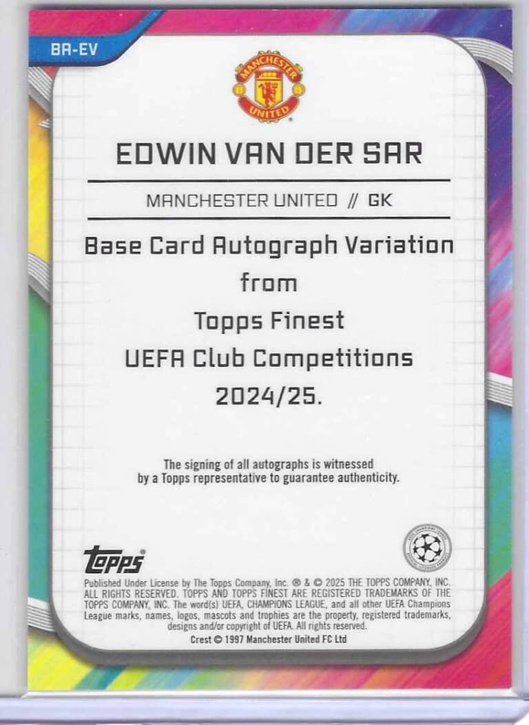 Van der sar topps finest auto bak