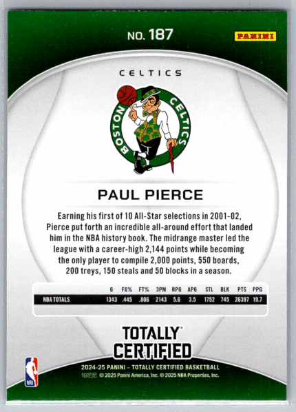 187 Paul Pierce Boston Celtics bak