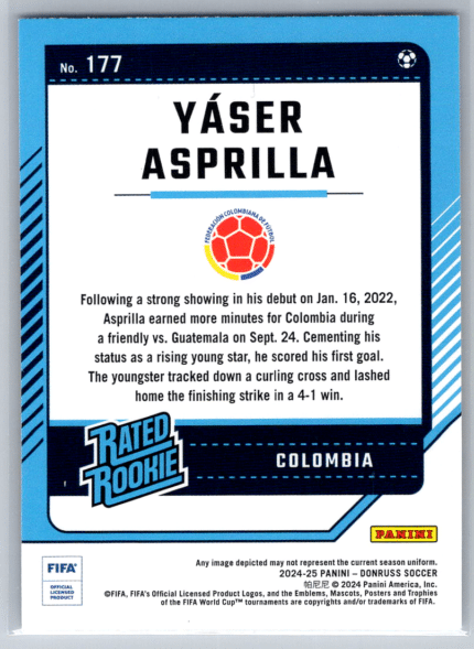 177 Yaser Asprilla Colombia bak